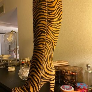 PRADA horse hair tiger pattern boots.